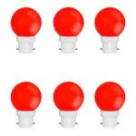 Fybros Red Nuit Neon Led Night Bulbs Lamp For Bedroom Wall And Home Decoration - 0.5 Watts, 6 Pc