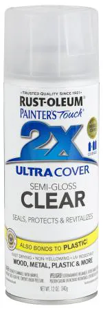 Rust-Oleum Painter's Touch 249859 Ultra Cover 2x Spray Paint Semi-Gloss Clear, 340 grams