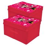 Kuber Industries Non-Woven Minnie Print Flodable Storage Box/Wardrobe Organizer With Lid For Home Decor, Pack of 2 (Pink) 54KM4225