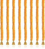 Foxtree Handmade Artificial Marigold Flowers For Decoration Long Flower Garlands For Door Decoration Toran Genda Phool For Wedding/Festivals With Bells (5 Pc Light Orange Marigold Bells C-300)