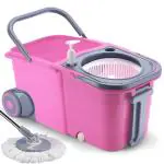 V-MOP Premium Pink Double Twin Bucket Mop Plastic Spin with Wheels