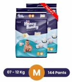 Honey Bunny Medium (M) Size - 72 diapers| Pack of 2 | (7-12 kgs) with Wetness Indicator, Silky Soft - Bubble sheet| (7-12 kgs) with Wetness Indicator, Silky Soft - Bubble sheet