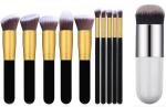 Bingeable Multicolor Foundation Brush Make Up Brushes Natural Bamboo Professional Makeup Set Blending Tool Cosmetic Kits (Set Of 10)