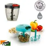 BHOJAL Pack of 2 Big Size Vegetable Chopper, 5 S. S. Steel Blades, Unbreakable Food-Grade Plastic.