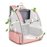 QpetsBreathable Design Cat Bag Carrier Backpack for Hot Weather, Expandable Cat Dogs Cage, Cat Bag, Backpack Design Pet Travel Carrier Pet Case for Small Pets (Pink, NOT Expandable)