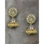 Priyaasi Grey Alloy Gold Plated Kundan Traditional Jhumkas For Women And Girls