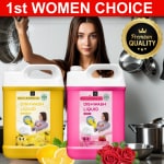 Bliss & Blush Dish wash Liquids Yellow 5Liter & Pink 5Liter | Removes Tough Grease, Soft on Hands | Plant-Derived Actives