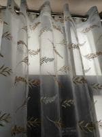 Jvin Fab Transparent Embroidery Curtain, 2.13 X 1.37 X 0.08 M (Set Of 2)