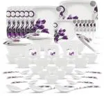 Present 46pcs Melamine City gold Purple printed premium quality square shape Dinner Set