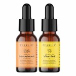 PEARLIX Sandalwood Essential Oil & Vitamin E Oil 100% Pure & Natural | 10ml Pack Of 2 | For Face & Hair | Glowing Skin & Silky Hair
