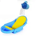 Maanit Blue Baby Bath Tub with Anti Slip Base with Shampoo Mug (Pack of 2)