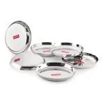 HAZEL Steel Plates For Lunch |Plates Set Steel For Dinner | Steel Plates Set, 25 cm, Set of 6