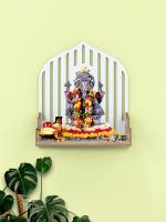 Home Sparkle White MDF Mandir OM Wall Shelf 10 x 9.5 x 13 inch