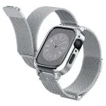 Spigen Metal Fit Pro Strap & Case for Apple Watch Series 8/7 (45mm) / Series SE2/6/SE/5/4 (44mm) - Silver (Watch not included)