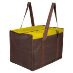 Kuber Industries Storage Bag | Canvas Clothing Storage Organizer | Foldable Jumbo Storage Bag | Zipper Storage Bag For Clothes with Handle | Medium | Brown & Yellow