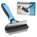 Qpets Dog Brush Dogs Comb 2 in 1 Deshedding Tool& Dematting Undercoat Rake for Mats& Tangles Removing, Dog Grooming Kit, Pet Brush, Great for Short to Long Hair Small Large Breed