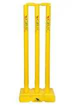 GRS India Best Heavy Plastic Cricket Stumps Set - 3 Stumps + 2 Bails + 1 Stand (Yellow)(Plastic Wicket Set) Cricket Standard Wickets for Cricket Ground, Match, Tournament Stump with Stand & Bails