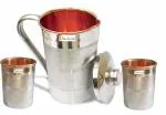PRISHA INDIA CRAFT STEEL COPPER JUG 1600ML with 2 glass 300ml