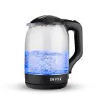 Divya, 1.8L, 1500W Electric Glass Kettle With LED Backlight, Black