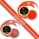 KINDED Coral Orange and Peachy Nude Cream Lip Eye and Cheek Tint Eyeshadow for Women - Pack of 2, Each pack 8 g
