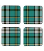 Whats Your Kick Black White Fabric Pattern Design Printed Set of 4 Coaster With Metal Stand