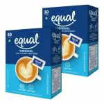 Equal Original Low Calorie Sweetener, Sugar Free, Low Calories, Sugar Control, 50 Sachet, Pack of 2
