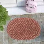 Elegance Multicolor Oval Handloom Assorted Jute Printed Door Mats 30cm x 45 cm (Set of 2)