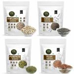 Online Quality Store Combo of Organic Chia, Pumpkin, Sunflower, Flax Seeds for Eating - 400 Gm