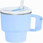 WEZOSHINET Tumbler 40oz with Handle and Straw Lid Insulated Reusable Stainless Steel Water Bottle Travel Mug Iced Coffee Cup Travel Mug for Hot and Cold Beverages 40 oz Tumbler with Handle (Sky Blue)