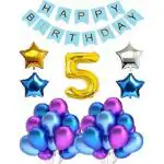 Acril age 5HB BLU PPLGOLD THEME Balloon