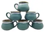 Millionsjoy Ceramic Tea/Coffee Cups Shape Latest Design Set of 6 Tableware ,120ML (Dark Green and inside Brown)