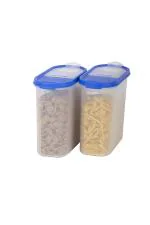 Cutting EDGE Flip-Top Stackable BPA-Free Air Tight Kitchen Container and Dispenser (07.5 Cup - 60 Oz, 1800ml) - Set of 2, Peppy Blue