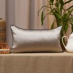 ZEBA World Lumbar Rectangular Cushion Cover with Cord Piping - Decorative | Sofa, Bedroom, Couch | Polyester Solid Grey - 12x22 inch (30x56 cms) (Pack of 1)