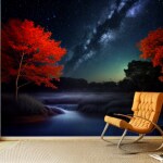 Love Creation A4 Size poster print for creative wall art- starry-night-sky-8859(Non Sticker)