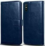 Zybux Redmi MI9A Blue Artificial Leather Mobile Flip Cover