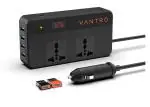Vantro 200W Car Power Inverter/Laptop Charger with 4 USB Ports & 2 AC Outlets and 12V DC to 220V AC with QC3.0 Advance Technology & Digital Display- 18 Months Warranty