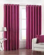 Homefab India 214 cm (7 ft) Royal Solid Polyester Door Curtain (Pack Of 2) (Wine)