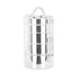 Fableart Stainless Steel Four Containers Tiffin; Silver- 11*21 cm