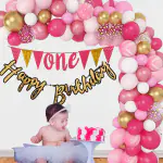 House of Banter First Birthday Theme Decorations for Girls, 1st birthday decorations for girls, 1st birthday party supplies for girls 52Pc Combo