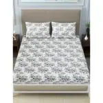 LINENWALAS HAPPY SLEEPING 300 Thread Count Bedsheet Set, Softest Long Staple 100% Cotton Ultra Soft Bedsheet With Pillowcase - Single,Shabby Sage Floral