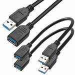 Storite 2 Pack 15cm USB 3.0 Male to Female Extension Cable 5GBps for Laptop/PC/Mac/Printers - Black