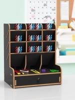Home Sparkle Black MDF Engineered Wood Table Organiser 8 x 6 x 11 inch