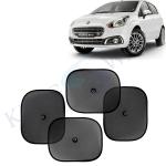 Kingsway Car Curtain Sticky Sun Shade Universal Use for Fiat Punto Evo, 2012 - 2019 Model, Color : Black, Mesh, Pack of 4 Piece Car Sun Shades Blinds Cover