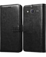 Malvi Gold Samsung Galaxy J5 Black Artificial Leather Flip Cover