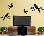 Lanstick Vinyl Multicolor Flying Birds Self Adhesive Wall Sticker 24 inch