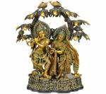 Idol Collections Multicolor Brass Large Radha Krishna Statue In Kadamba Tree, 29 Inch