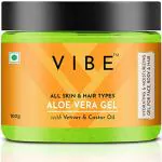 VIBE Organic Aloe Vera Gel for Face and Hair-100g with Vetiver & Castor Oil, Face Moisturizer unisex