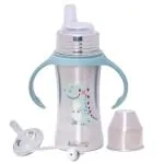 Adore Twilight 2in 1 Stainless Steel Sipper with Twin Handle 250ml- Green Dino