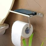 Fortune Premium Stainless Steel Toilet Paper Napkin Holder with Mobile Phone Stand - Bathroom Accessories (Chrome Finish)