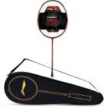 Li-Ning Red, Black, Gold Carbon Fibre Strung Badminton Racquet, 80 G